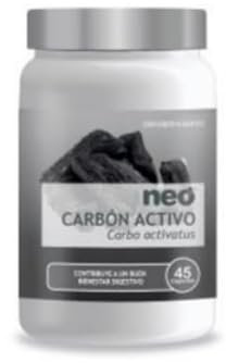 NEO | Carbón Vegetal activado | 45 Cápsulas | Bote para 1 Mes | Reduce Gases e Hinchazón Adultos | Mejora Tránsito Digestivo | Ayuda Contra la Aerofagia | Desintoxicante