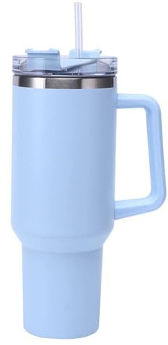 ALOCIAM Becher 40oz mit Griff und Strohdeckel Isolierter wiederverwendbarer Edelstahl Wasserflasche Reise Becher Eiskaffee Tasse Reise Becher für heiße und kalte Getränke 40 oz Becher mit Griff