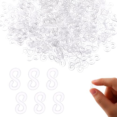 Molain 1000 PCS S Clips Gummiband Armband Clips für Loom Armbänder, Kunststoff Loom Gummiband Clips Armband Verbinder Nachfüllungen Armband Kit für DIY Handarbeit Armbänder machen(transparente)