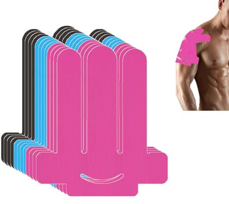 ANAMPION Bandes de Kinésiologie pour Épaule,12PCS Impermeable Rubans Épaule pour Soulagement de La Douleur,Coton Kinesio Tape,Durable Bande Épaulière pour Les Sports (Noir+Bleu+Rose, 12 PCS)