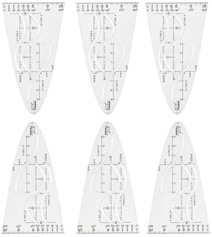 6 PCS Parabelschablone Mathe, Transparente Parabel Lineal Schablonen für Geometrie und Mathematik, Kurvenschablone für Cosinus, Sinus, Tangens, Zeichenschablone für Schule & Studium