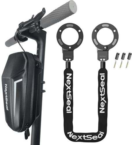 NextSeal E Scooter lås, Stöldskydd Cykellås med Förvaringsväska och 3 Nycklar, Låsning med ett Tryck, 6 mm Kedjelås, handklovs-lås för Sparkcyklar, Cyklar, Motorcykel