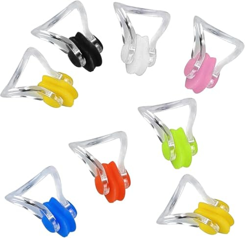 Torveen 8-Piece Swimming Nose Clip Set - Soft Silicone Nose Plugs for Comfortable and Secure Fit, Waterproof Design for All Ages