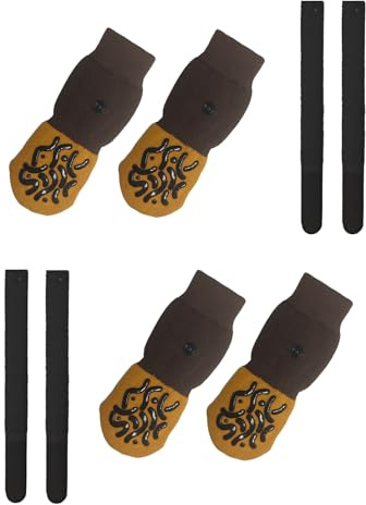 Pevlkawr Lot De 4 Chaussette Chien Antidérapantes Protection Textiles Et Accessoires pour Chiens Réglable pour L'Intérieur Et L'Extérieur