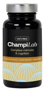 Lion’s Mane – Complexe mémoire Champilab – 60 Gélules – Complément naturel mémoire, concentration, focus et équilibre nerveux, synergie plantes, vitamines et minéraux