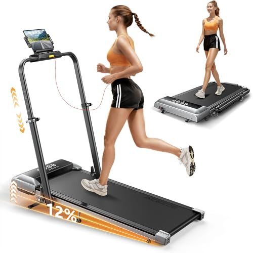 Acezoe Folding Walking Pad with Incline and Adjustable Hight | 12% Incline Treadmill, Treadmills for Home Foldable, 2.5HP Quiet Motor Running Machines with Remote & APP Control