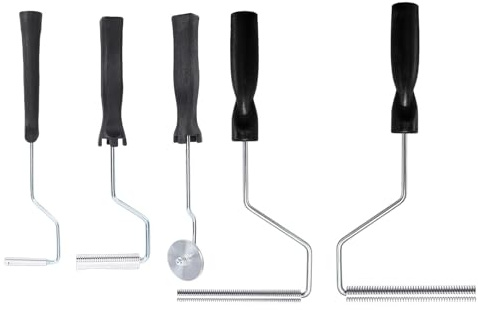 FTVOGUE Kit de Herramientas de Rodillo para Laminar de Aluminio y Fibra de Vidrio con Rodillo de Acero de Aleación de 5 Uds con Paleta de Burbujas para Reparación