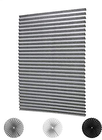 KELIXU 2 Pack Pleated Fabric Blind Light Filtering Shade Instant Stick on Blinds for Window Privacy Protection, Quick Fix and Easy to Install, with 4 Clips (90CMx180CM - 2 PACK, Grey)