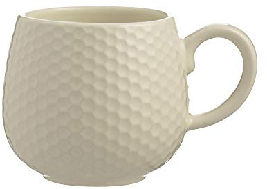 Mason Cash Geprägte Steingut Tasse | Creme | 350 ml | Cappuccino Tassen mit Wabenmuster | Spülmaschinen- und mikrowellengeeignet | Steingut Kaffeebecher | Kaffeetassen Vintage