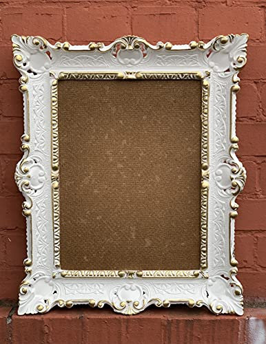 Bildram vit-guld +skyddsglas barockram 56 x 46 antik prunk ram rokoko bildram NY
