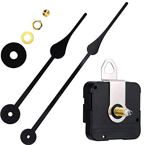 High Torque I Shaft Hands Quartz DIY Wall Clock Movement Mechanism with 9.1 Inch Long Spade Hand Battery Operated Repair Parts Replacement, 5/32 in Max Dial Thickness, 17/25 in Total Length