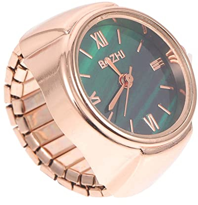 POPETPOP Mini Watch Ring for Women Men Lightweight Roman Numeral Finger Ring Watch Compact Modern Timepiece for Everyday Wear and Holiday Gift