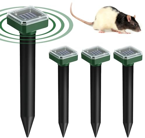 Hillylolly Maulwurf Vertreiber Solar, 4 Stück Wühlmausschreck, Maulwurfschreck, Maulwurfschreck Solar, Ultraschall Mäuseabwehr, vertreiben Maulwürfen, Erdhörnchen und mäuse aus Gärten und Feldern (A)