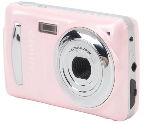 Digitalkamera, HD 1080P Barnkamera, 3 Batterier, Snodd, 2,4-tums Skärm, 16X Zoom Anti Shake, 16 MP Kompakt Bärbar Liten Pekkamerapresent Till Barnstudentbarn (Rosa)