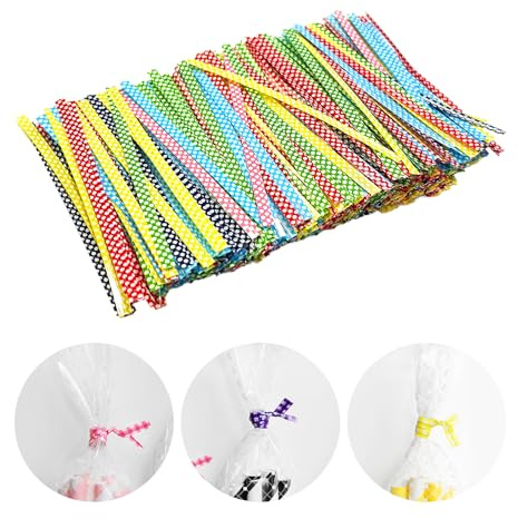 Bliceon Lot de 600 attaches torsadées en PET de couleurs mélangées pour sacs de bonbons, sacs à friandises, sacs de café, collations, gâteaux, pops - 6 couleurs