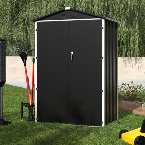 SUPEER Metal Outdoor Storage Shed 4 FT x 3 FT,Black