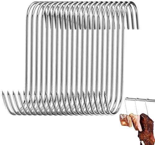 20 ganchos para carne, de acero inoxidable, para el procesamiento de carne, adecuados para colgar anguilas, trucha, cerdo, pollo