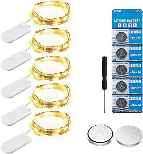 Auting Mini guirnalda de luces LED a pilas, 2 m, micro guirnalda de luces LED para interiores, 3 x 20 luces, luz blanca cálida, ideal para fiestas, jardines, bodas, Navidad y decoración.