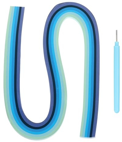 MECCANIXITY Paper Quilling Kit, 21.3 Inch 3mm Paper Quilling Strips with Blue Pen for Beginners DIY Hand Crafts Teaching Tools Flower Decoration(Blue, Pack of 120)