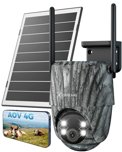 COCOCAM 2K 24/7 AOV 4G Övervakningskamera Utomhus, Spårkamera med Djurdetektering, AI-detektering, 30m Mörkerseende, 15000mAh Batteri, 8W Solpanel, IP66, eSIM-kort Ingår (INGET WIFI)