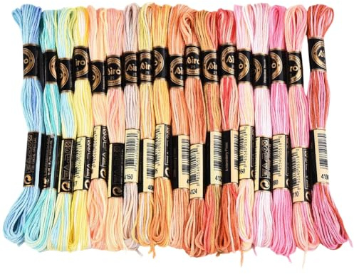 CABODYALS 18 écheveau 6 brins de Fil à Broder Coloré Dégradé Varié Fil pour Point de Croix Broderie Bracelets D'Amitié Fil à Broder Fils en Vrac pour Couture à la Main Fabrication de Bracelets Tricot