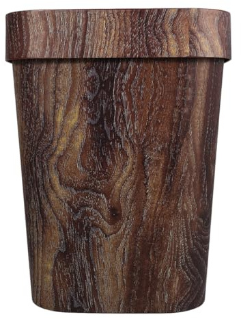 TOYANDONA Papelera con Tapa Abatible Diseño Imitación Madera Cubo de Grande para Cocina Baño Salón y Oficina Elegante y Fácil de Limpiar para Espacios Reducidos