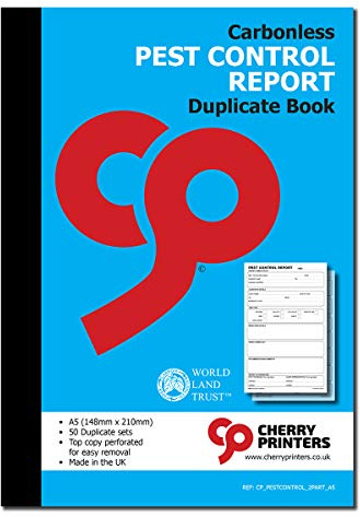 Cherry Printers Carbonless NCR Pest Control Report Duplicate Book A5 50 Sets
