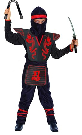 Red Ninja Fighter costume déguisement garçon (Taille 5-7 ans) avec kit d'fausses armes