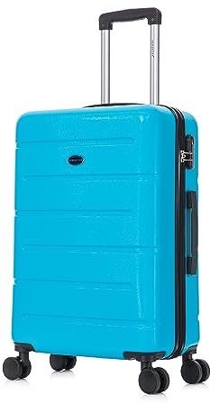 Aerostar 24 Medium Suitcase Super Lightweight 4 Wheel Dual Spinner with Integrated Combination Lock, ABS Hard Shell Check in Luggage for 15 to 20kg (Blue, 75 Litre)