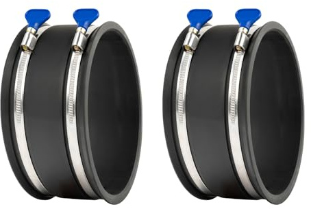 POWERTEC Manguito flexible de control de polvo de 6 pulgadas con abrazaderas de manguera ajustables, negro, paquete de 2