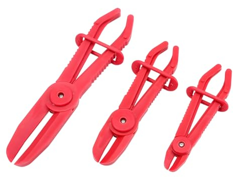 JNNJ Juego de 3 Pinzas Pinza, Flexibles para Manguera Freno, Tubos Refrigeración, Mangueras de Combustible, Abrazaderas Manguera más Flexibles, Herramientas Vehículos Accesorios Coches(Rojo)