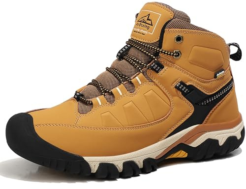 AX BOXING Botas Hombre Invierno Forradas Calientes Zapatillas Trekking Antideslizante Botas Senderismo Tamaño 41-46 EU(Amarillo brillante, 44 EU)