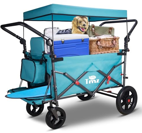 TMZ Bollervagn vikbar med tak, handvagn, transportkärra, utrustningsvagn | vikbar | PU-däck med hög elasticitet | upp till 120 kg (himmelsblå)