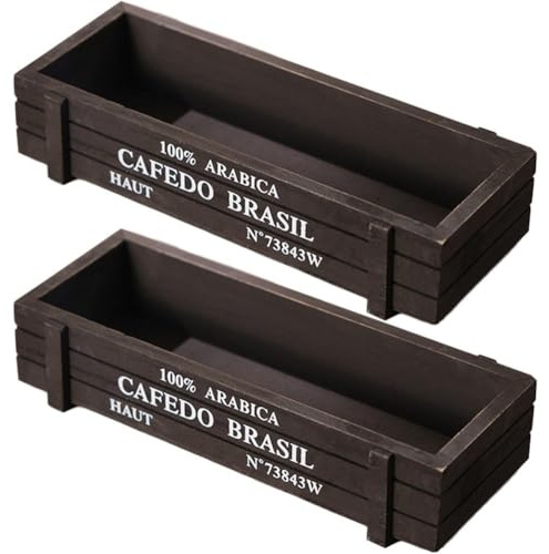 Ericetion 2 Uds Macetero para Suculentas De Madera, Minimaceta para Plantas, Contenedor De Plantas De Flores Rectangular Largo Retro para Ventana Salediza, Estante para Alféizar De Ventana De Cocina