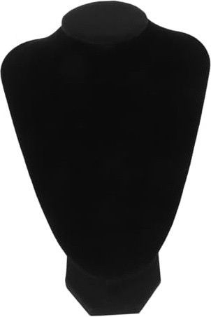 WEKAMOS Présentoir à Colliers Forme Buste Moyenne Taille En Velours Noir, Support Bijoux En Caoutchouc Antidérapant, Présentation Pour Boutique, Maison Et Bureau,