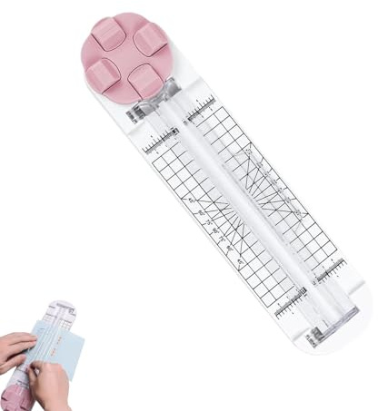 4 en 1 Cortador de papel, Cortadora de Papel con Deslizado,Cortador de Bordes de Papel,Cortador de papel Para Papel para Cortar Papel, Cupones, Fotos (Rosa)