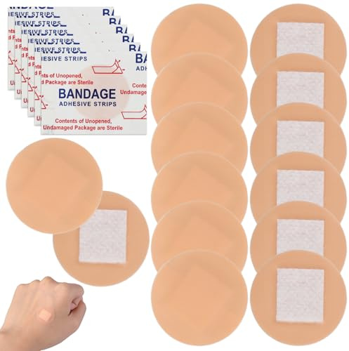 Toyvian 100Pcs Small Round Spot Plasters, 20mm Skin‑Coloured Plasters | Washproof Breathable Plasters with Flexible Absorbent Pad, PE Film Design for Fingertip, Toes, Minor Cuts, Grazes & First Aid