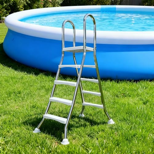 BOTOWI Scala per piscina fuori terra in acciaio inossidabile per piscine con pareti alte 33 pollici, capacità di 550 libbre, solo accessorio, piscina non inclusa,135cm