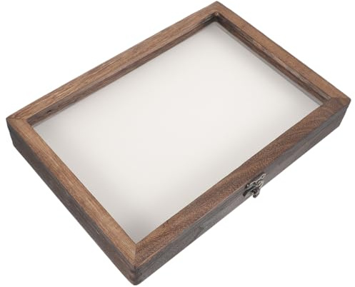 INOOMP Boîte à Spécimens D'insectes en Bois Carbonisé 31x22x4,5 Cm Couvercle Transparent et Coussin Blanc en Eva, Vitrine Murale Suspendue pour Exposition de Fleurs Style Style