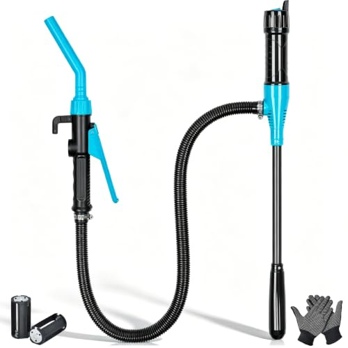 Bomba de gasolina eléctrica con batería, bomba de combustible a pilas, bomba de aceite eléctrica portátil, bomba de bidón de 2,4 GPM para coche, moto, gasolina, combustible diésel (pilas no incluidas)