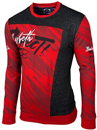 Baxboy Herren Pullover Hoodie Sweatjacke Longsleeve Sweatshirt Jacke Langarm Kapuzenpullover Hoody Sweater 2628, Farbe:Rot_1, Größe:XL