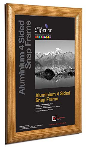 Stewart Superior A3 Aluminium 4 Sided 25mm Front Loading Picture/Poster Snap Frame - Light Wood Finish