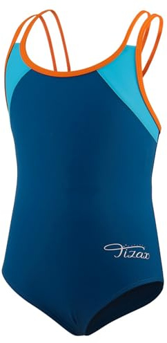 TIZAX Baddräkt i ett stycke med korsade remmar för barn, flickor, ”rashguard”, UPF 50+, snabbtorkande, 6 år