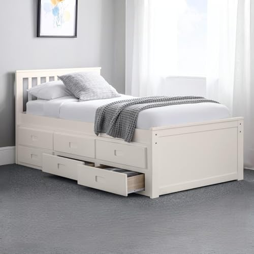 Julian Bowen Maisie Captains Bed with Underbed and Drawers, White, Single