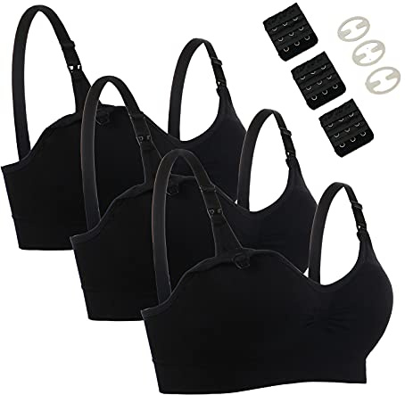 Seitop – Lot de 3 soutiens-gorge d'allaitement sans couture pour femme, noir, Taille M