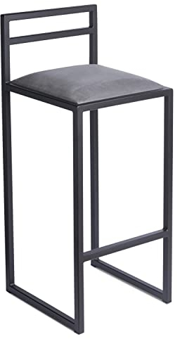 FERRO modern design Barhocker Schwarz mit Lehne 95 cm - Metall Barstuhl mit Gepolstertem Sitz - Loft Style