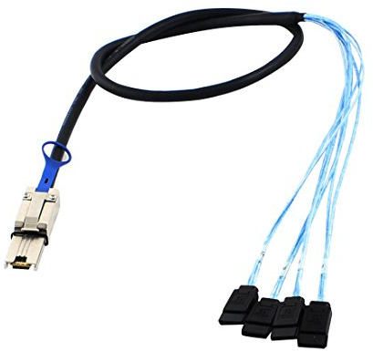 Ruilogod SFF-8088 Mini-SAS 26P till 7Pin fyra SATA-kontakt Cable Adapter 1m 3.3ft