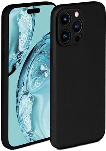 ONEFLOW Soft Case für iPhone 15 Pro Hülle aus Silikon mit Kameraschutz, Silikonhülle mit erhöhtem Schutz fürs Display, Backcover Schutzhülle, weiche Handyhülle, Schwarz