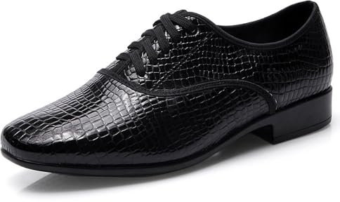NsiBan Zapatos De Baile De Salón para Caballero, Zapatos De Baile De Cuero con Carácter Latino Calzado De Tango De Salsa para Hombre,Negro,40 EU