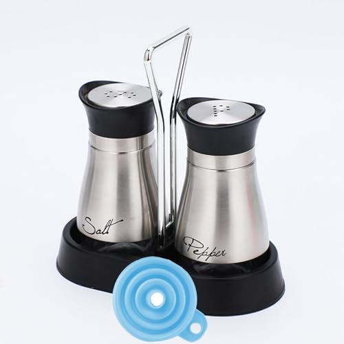 2PCS Salieres Et Poivrieres en Acier Inoxydable, Saliere et Poivriere de Table Set,salières et poivrières à fond en verre - Pour Cuisine, Barbecue en Plein Air, Barbecue, Camping-car (Argent)
